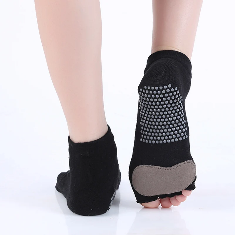 Женские танцевальные носки для йоги нескользящие пилатеса с полуноском дышащие