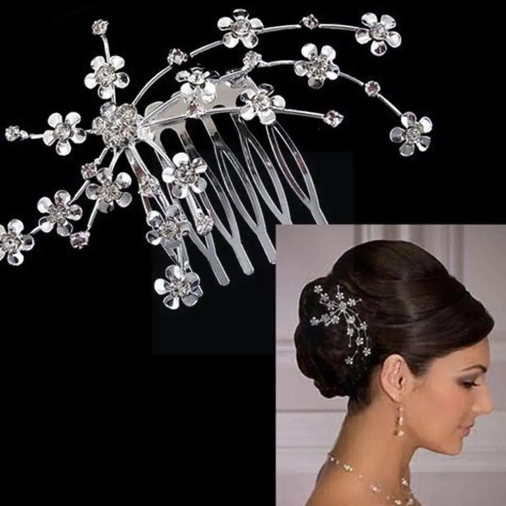 

Flower Rhinestones Insert Comb High-end Diamond-studded Headdress Comb Plum Hair Hair Bridal Accessories N0Q8