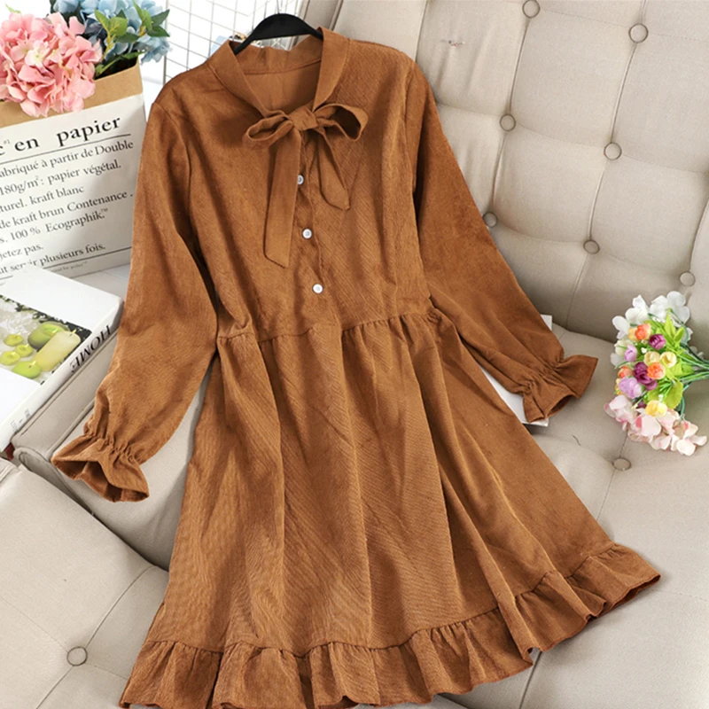 Осень 2019 женское винтажное платье с длинным рукавом элегантное мини-платье