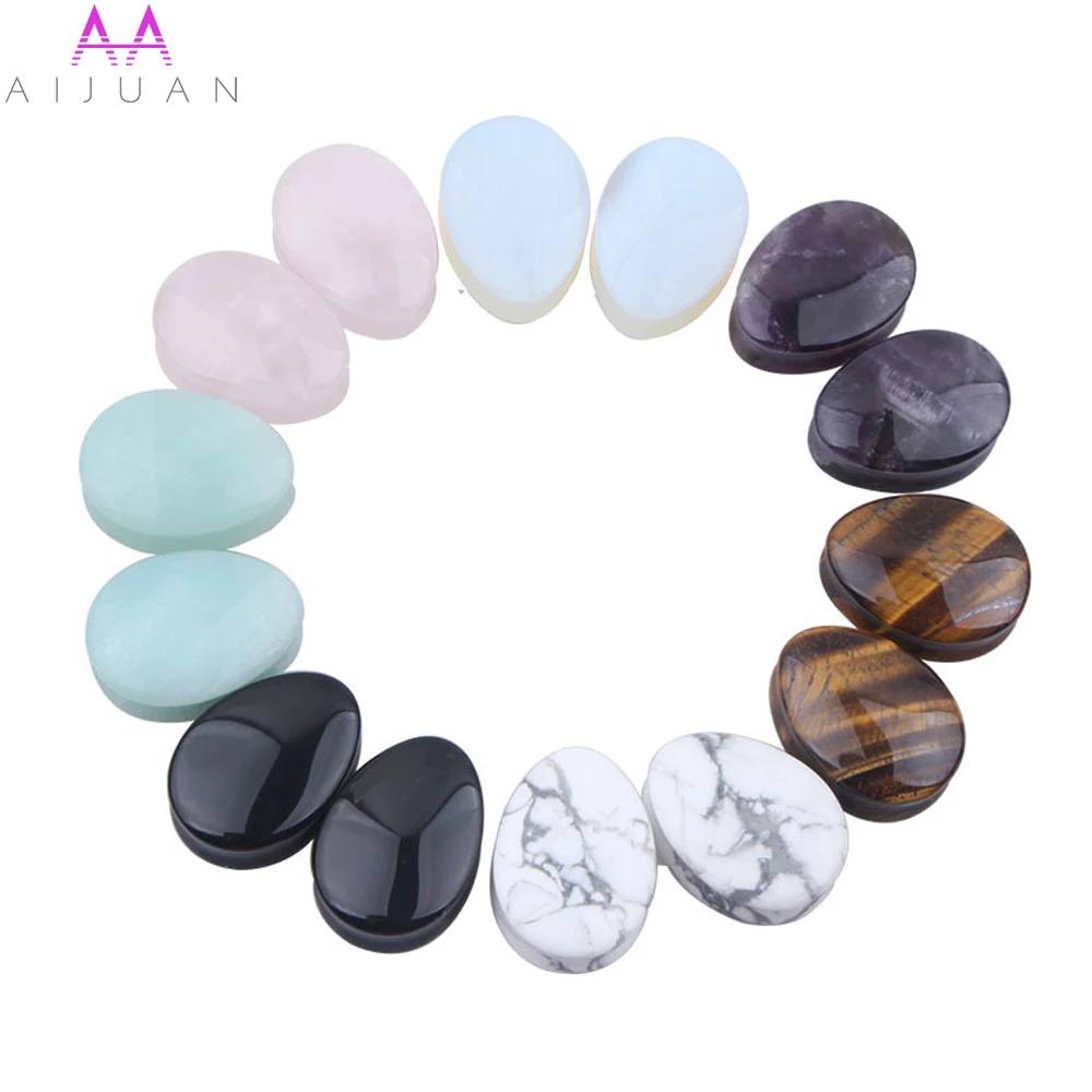 1 пара пробки и туннели трендовый натуральный камень капли воды расширители для