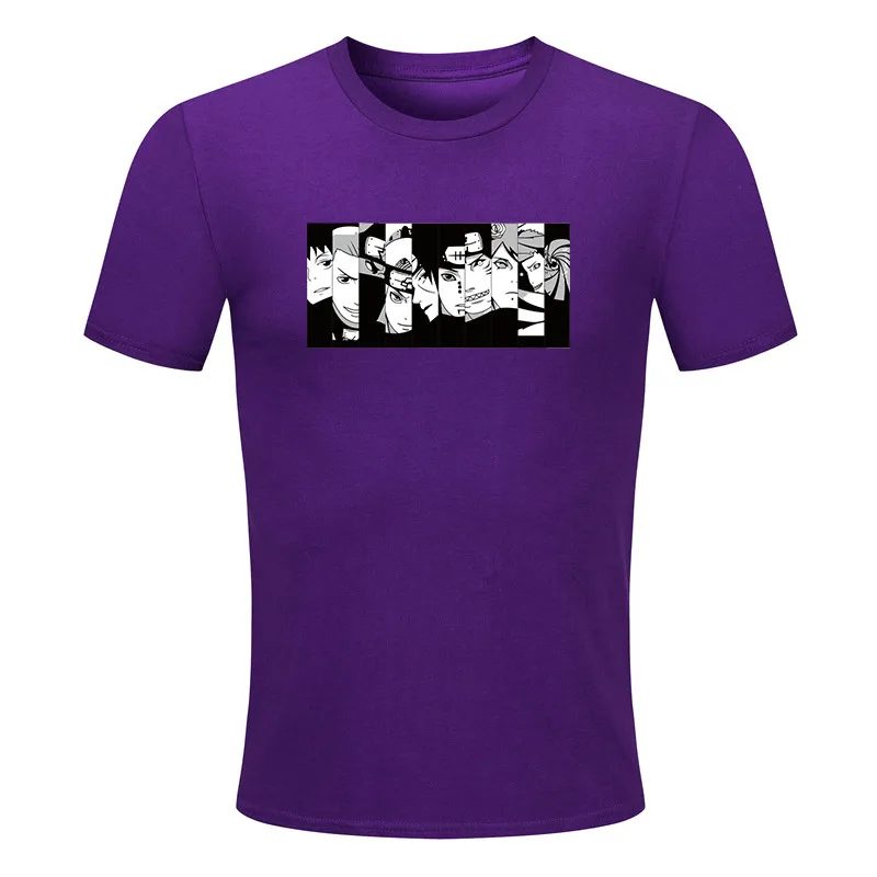 100% cotton men's summer T-shirt short-sleeved O collar clothes 2019 naruto print anime couple fashion tops | Мужская одежда