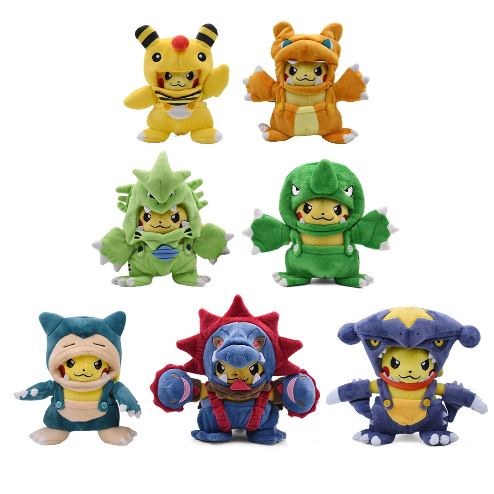 Горячие игрушки 20-24 см 7,9-9,4 ''Пикачу Косплей тиранитар Hydreigon Charizard Snorlax Ampharos Garchomp Мягкие плюшевые игрушки плюш