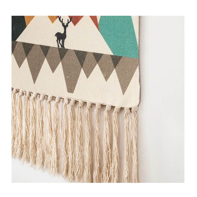 

Home Decor Macrame Cotton Tassel Handmade Woven Wall Hanging Tapestry Geometric Canvas Wall Art Background Cloth Tapestry