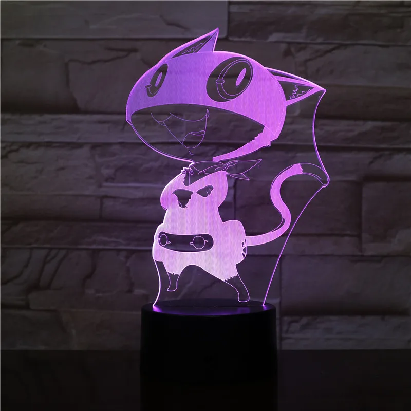 7 цветов 3D Визуальный Usb мультфильм Кот моделирование светодиодная Фея лампа