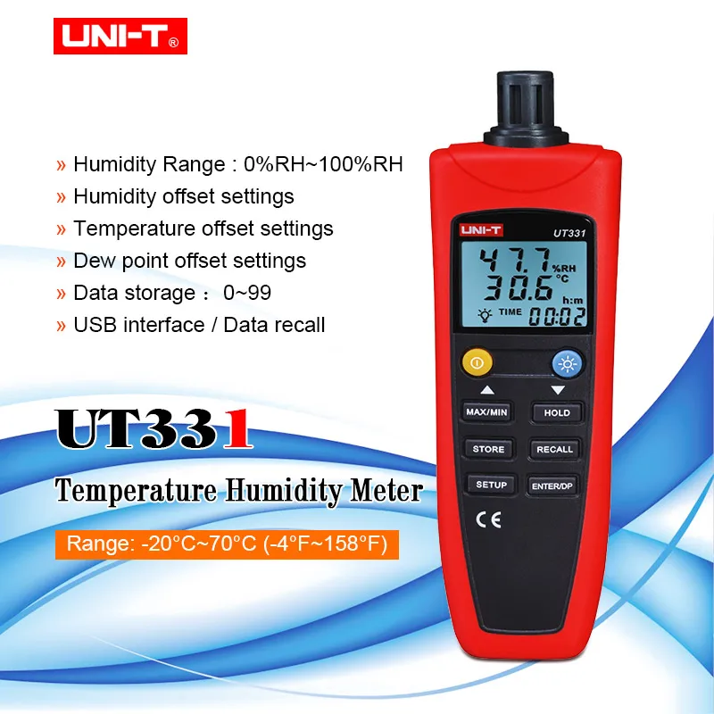 UNI T UT331 цифровой термо гигрометр Измеритель температуры и влажности тестер с ЖК