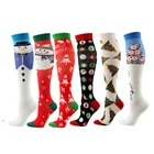 Новые рождественские Компрессионные носки для мужчин и женщин, Рождественская серия, снеговик, лось, Санта-елка, Рождественский узор, компрессионные чулки