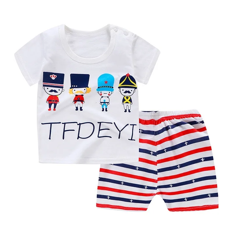 

New Arrival Summer Toddler Boys Kids Clothes Robot Print Short Sleeve T-shirt + Shorts 2 Piece Set Baby Boys Girls Clothing Sets