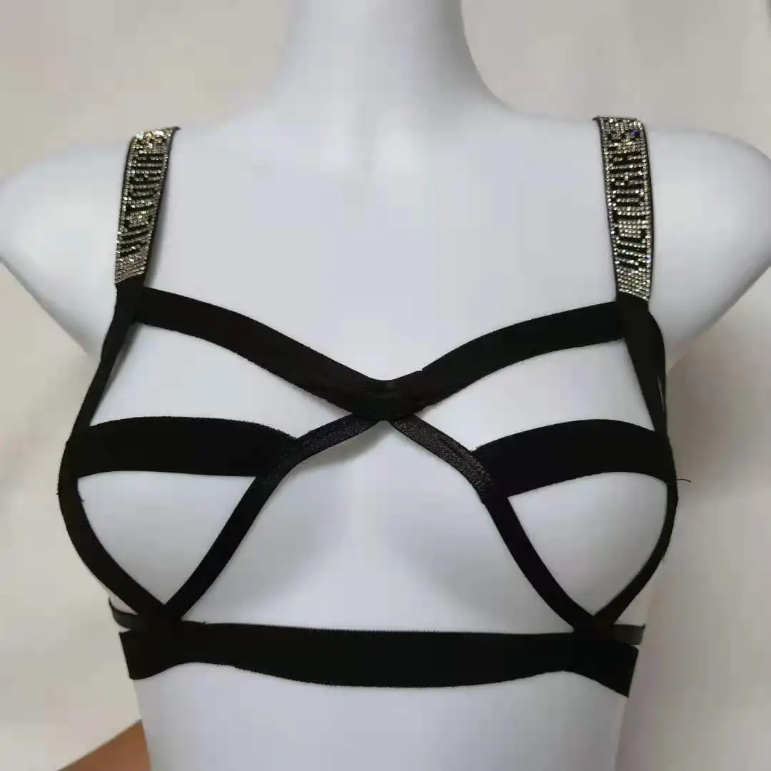 

Sexy VS Bikini Bundled Rhinestone Bra Set Sexy Bra Rhinestone Lingerie Underwear Women Set ElasticityBRA
