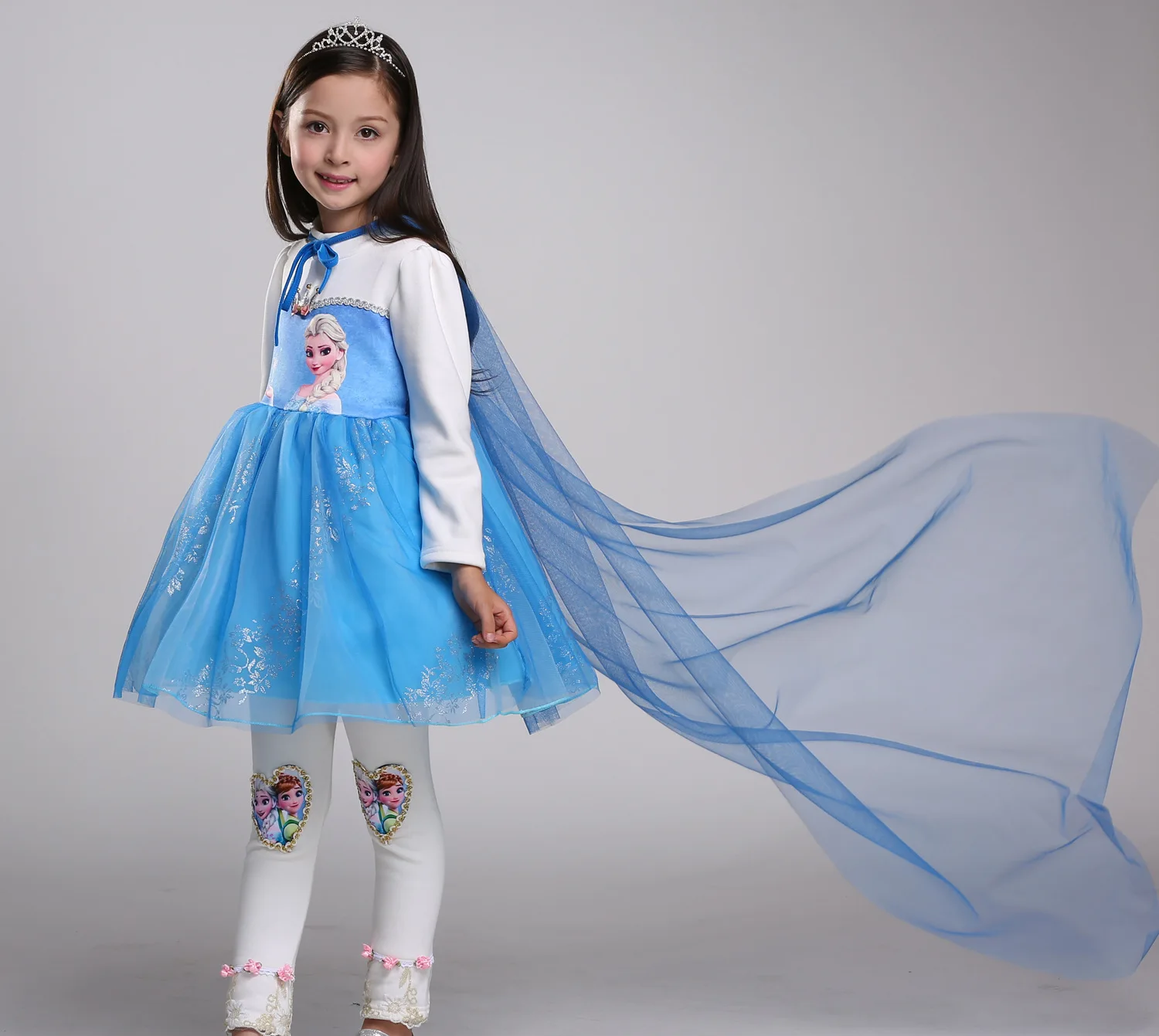 Лидер продаж, 2 Meisjes, платье Эльзы, вечерние платья, Vestidos 2, косплей, Kleding, Анна, Снежная королева, принт, Verjaardag Prinses Jurk Elza Kids Kostuum