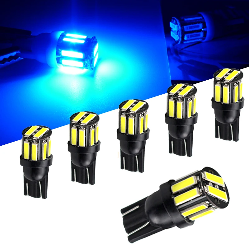 Светодиодные Автомобильные лампы 6x blue T10 W5W 501 168 верхние габаритные огни для