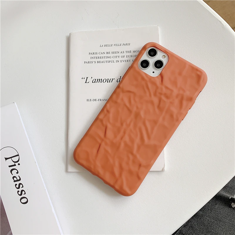 Сплошной Цвет Ретро морщин чехол для телефона для iphone 11 11Pro Max чехол s для iphone X XR XS Max 7 6 6S 8 Plus задняя крышка Capa