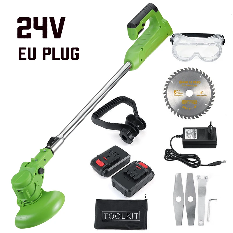 12V/24V Electric Lawn Mower Li-ion Cordless Grass Trimmer Adjustable Handle Mower Pruning Garden Tool Hedge Trimmer With Battery
