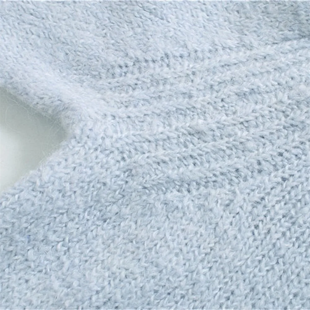 Осень 2019 новинка Женское поло пышный длинный рукав контрастный свитер с