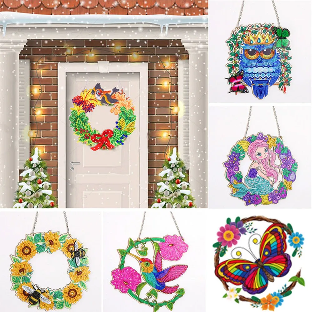 

DIY Spot Drill Garland 5D Diamond Painting Art Flower Wreath Gift Handwork Art Hang Crystal Mosaic Wall Decoration Home Decor