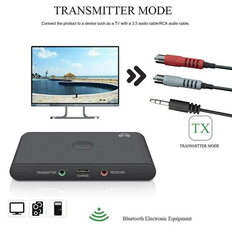 TX6 Bluetooth BT 5 0 аудио 3 мм приемо передатчик адаптер 2 в 1 Поддержка Громкая связь NFC