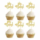 10 шт. со сверкающими золотистыми о Капкейк с надписью Baby для ношения с обувью, Oh для мальчиков и девочек Baby Shower 1st украшение для торта С Днем Рождения Детский праздничный костюм поставки