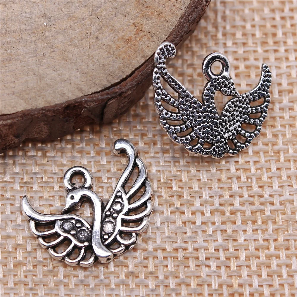 

20pcs 18x14mm Swan Charms Antique Silver Plated Pendant Charms Jewelry Findings For Jewelry Making