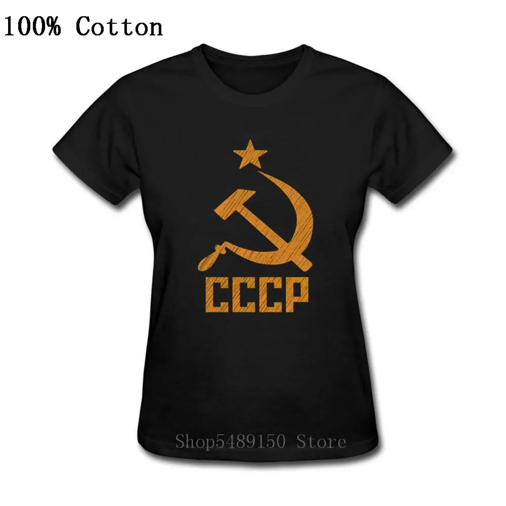 Футболка женская хлопчатобумажная с символами России Советский Союз эмблема