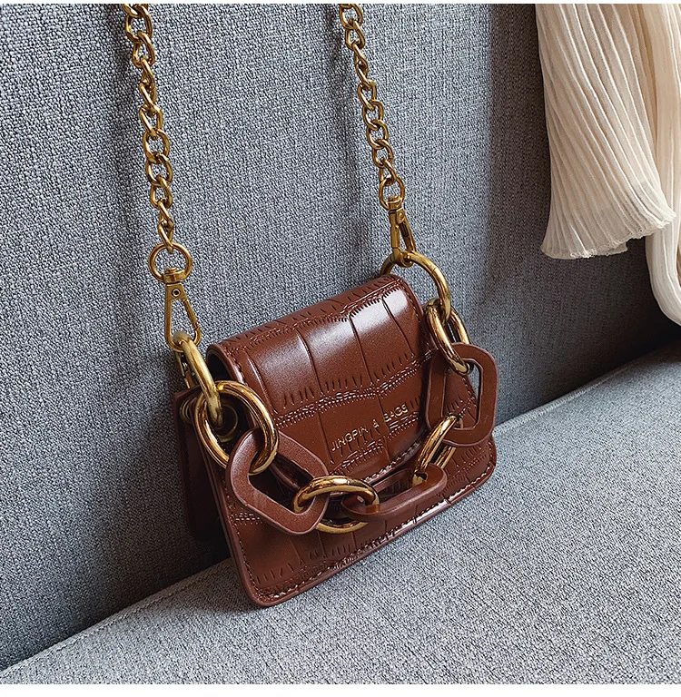 Fashion Mini Saddle Women Shoulder Bags Designer Brand Acrylic Chain Handbags Luxury Pu Leather Female Crossbody Bag Small Purse