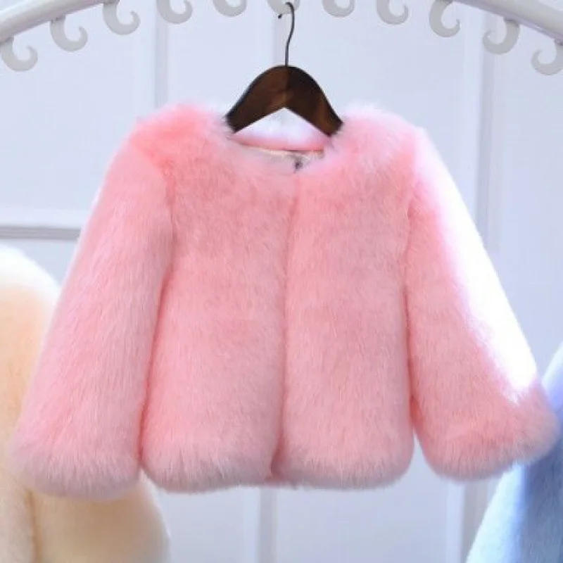 New Style Toddler Baby Girls Clothes Cute Fleece Fur 2021 Winter Warm Faux Fur Coat Girls Jacket Kids Cute Coat TZ319