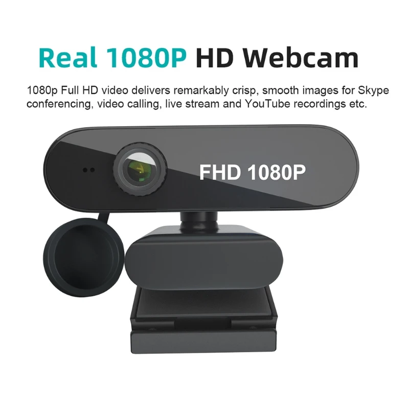 

1080P 30FPS Webcam with Microphone, USB Computer Camera, Built-in Noise Reduction Mic 90° Wide-Angle FOV for Skype/Zoom
