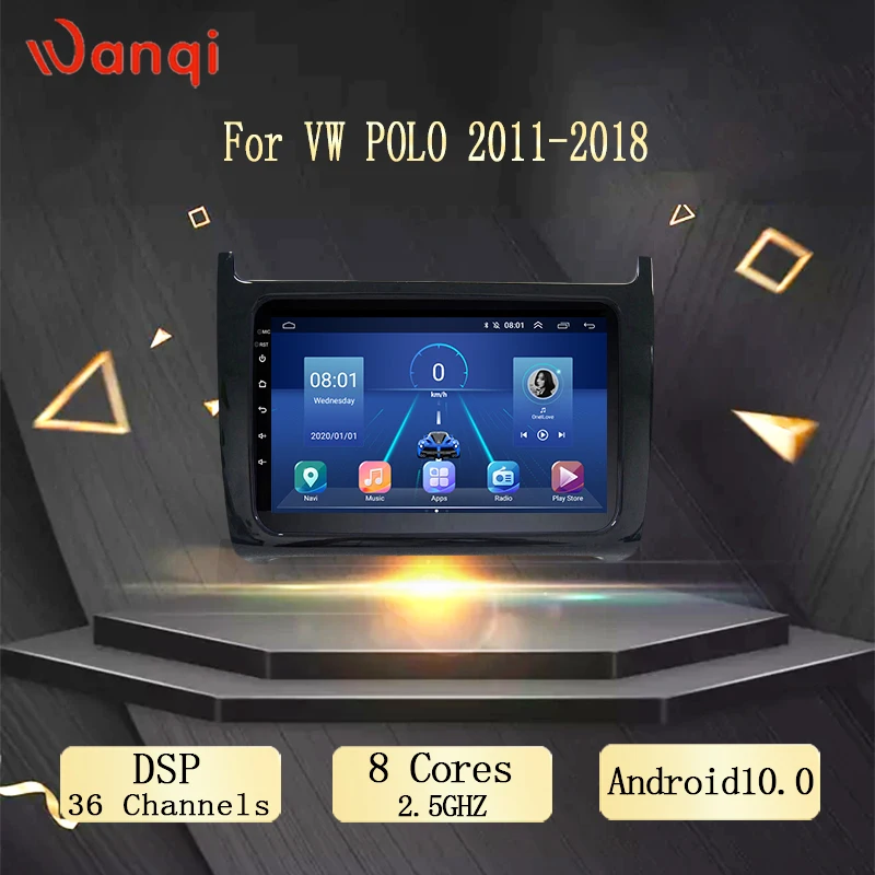 Автомобильный DVD мультимедийный видеоплеер Wanqi 9 дюймов система Android 10 0 GPS для VW POLO