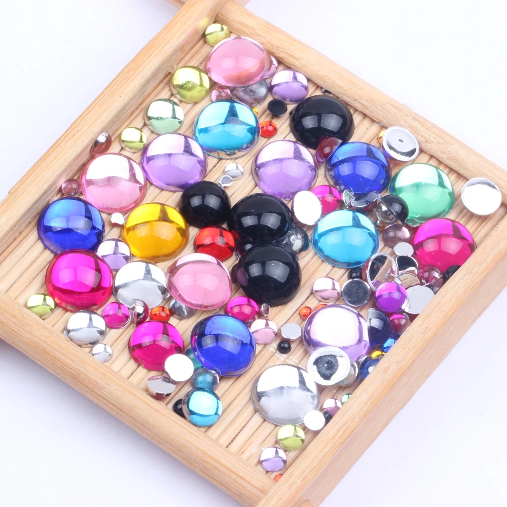 Акриловая плоская задняя часть много размеров и цветов половинные круглые грани