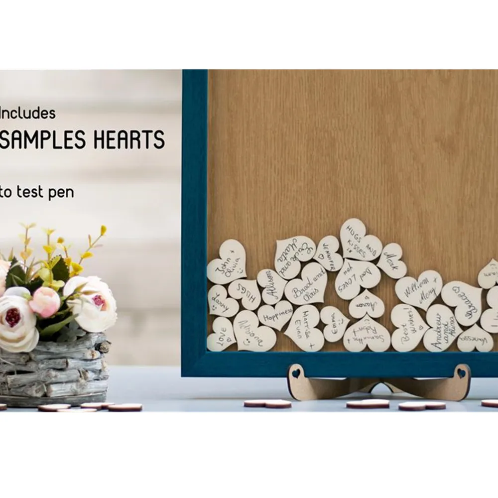 Свадебные деревенские сердца деревянный цвет Гостевая книга frame3D день рождения