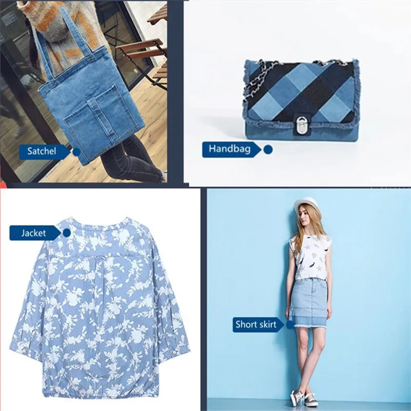 0.5*1.5 Meters Denim Cotton Fabric Sewing Trousers Skirt Clothing Washed Printed Thin Cloth Jeans Dress Diy Patchwork Stitching - купить по