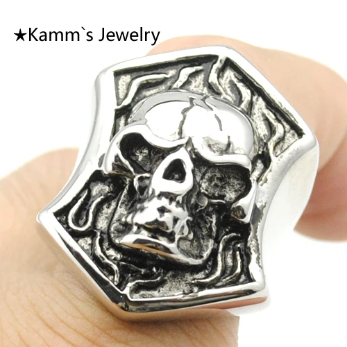 AMUMIU мужское кольцо с черепом серебряного цвета 316L стальное ювелирное изделие в