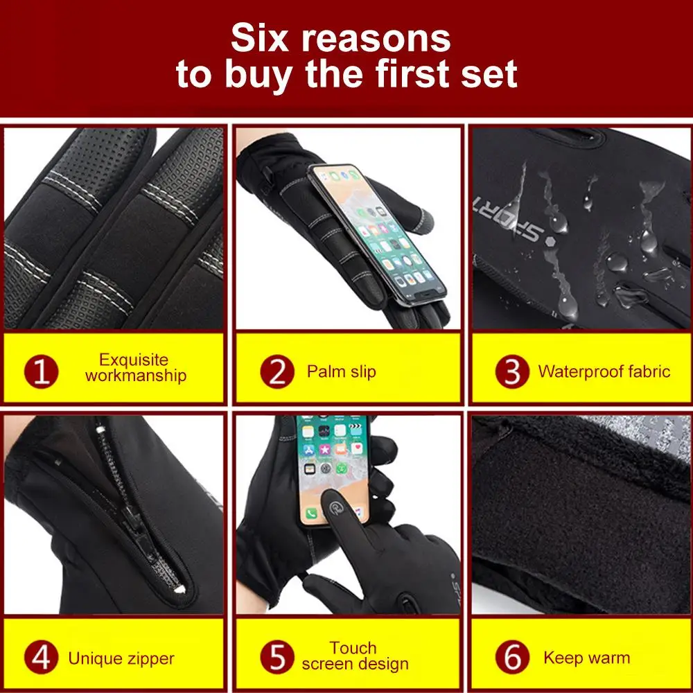 

Touch Screen Waterproof Material Warm Gloves Riding Gloves Ski Gloves Practical Motorcycle Winter Mobile Phone Riding Glove