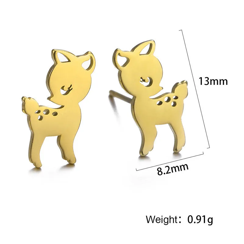 

New Women Christmas Earrings Moose Cute Earrings Series Stainless Steel Geometric Antler Stud Earrings Bohemian Fashion Jewelry