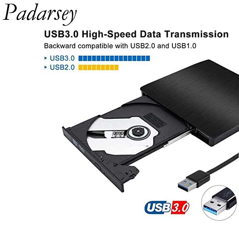Padarsey компьютера Mac Тетрадь настольных ПК Windows 7/8/10 внешний DVD компакт дисков для