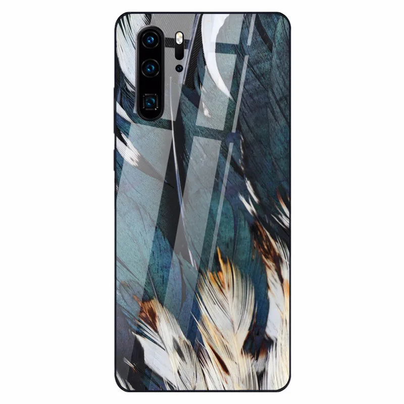 Чехол из закаленного стекла для huawei P30 P20 Lite mate 20 Lite перо черный чехол s для huawei Honor 9 10 Lite 8X MAX P Smart Z Nova 3