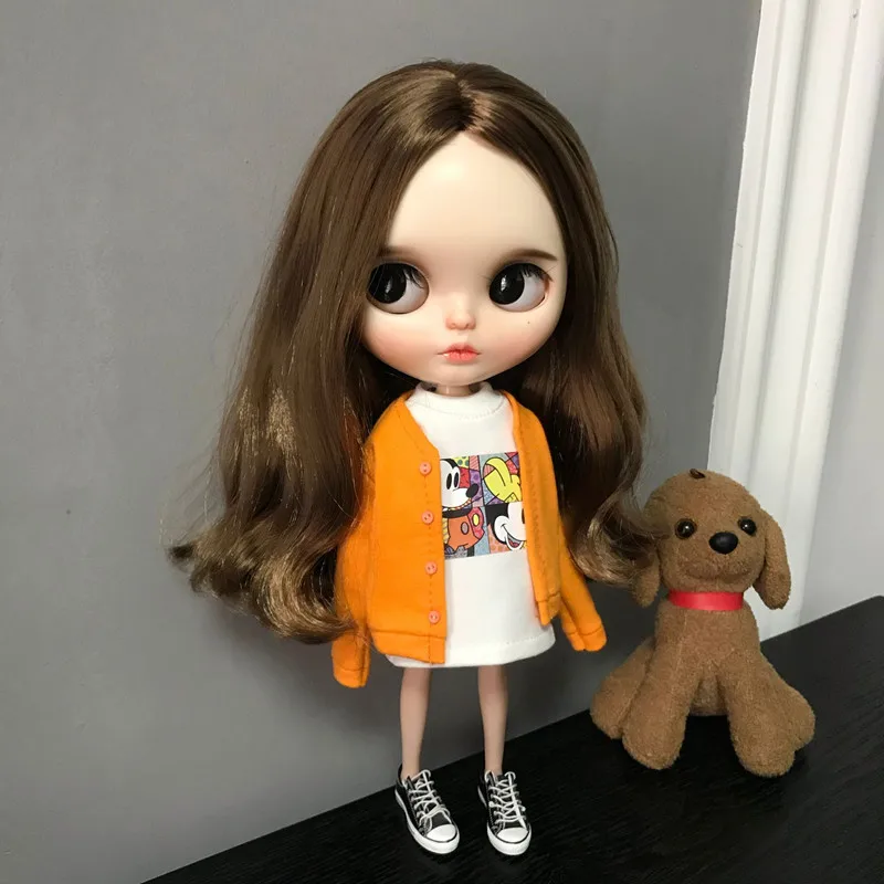 2 шт. Одежда для куклы blyth 1/6 футболка + куртка pullip одежда jean комплект одежды Барби