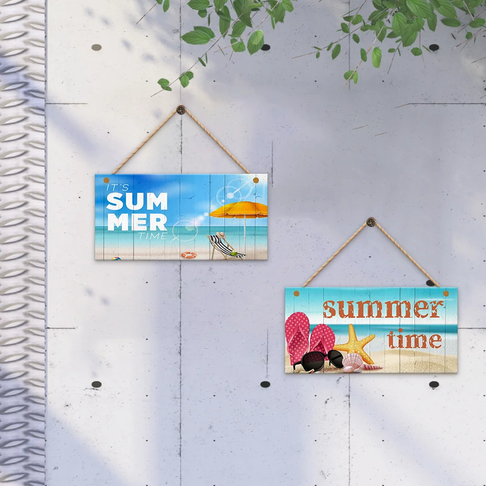 

Summer Wooden Signs Beach Wood Plaque House Decor Hanging Signs Bar Living Room Decor Plates