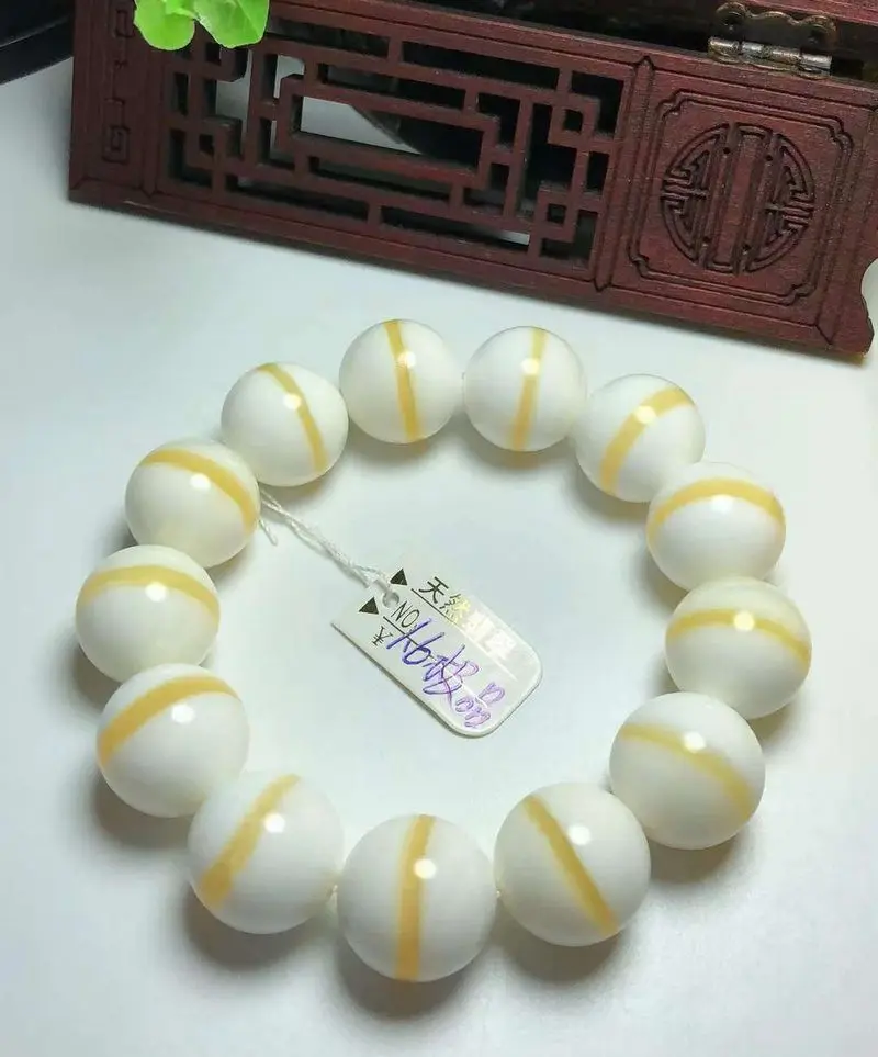 16mm Nature Sea tridacna Mala Bead Bangle golden Thread Giant Clam Organic Gems Rosary Churinga | Дом и сад