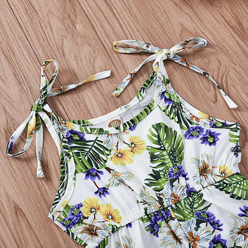 Комбинезон с цветочным рисунком для новорожденных Летняя одежда без рукавов