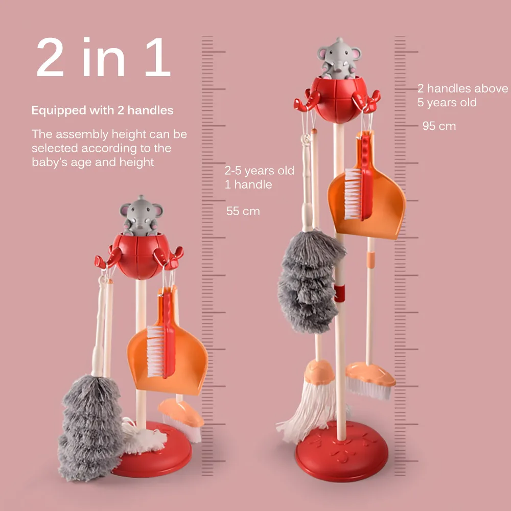 

Educational Toys Set Kids Animals Housework Tool Toy Plastic Cartoon Pretend Play Cleaning Broom Mop Brush Set For Children Gift