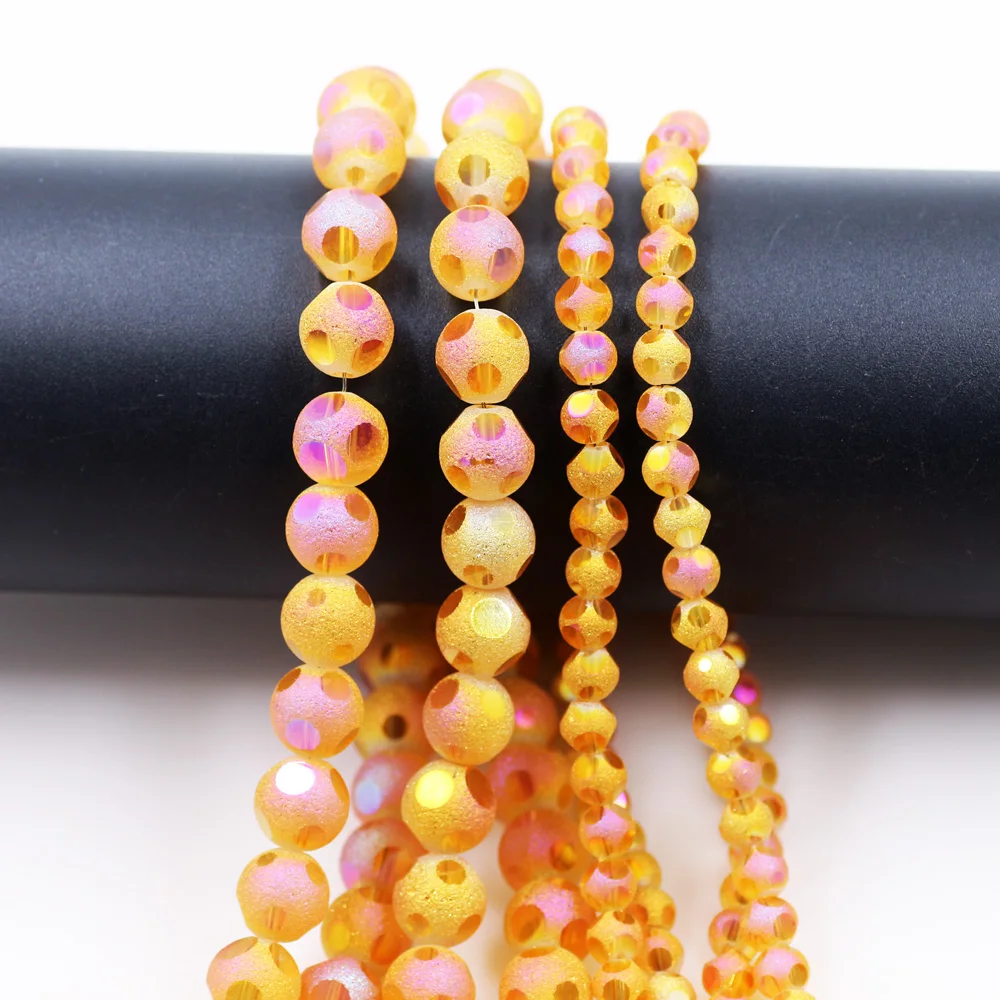 Матовые Круглые бусины 6/10 мм Хрустальные стеклянные круглые с восемью точками