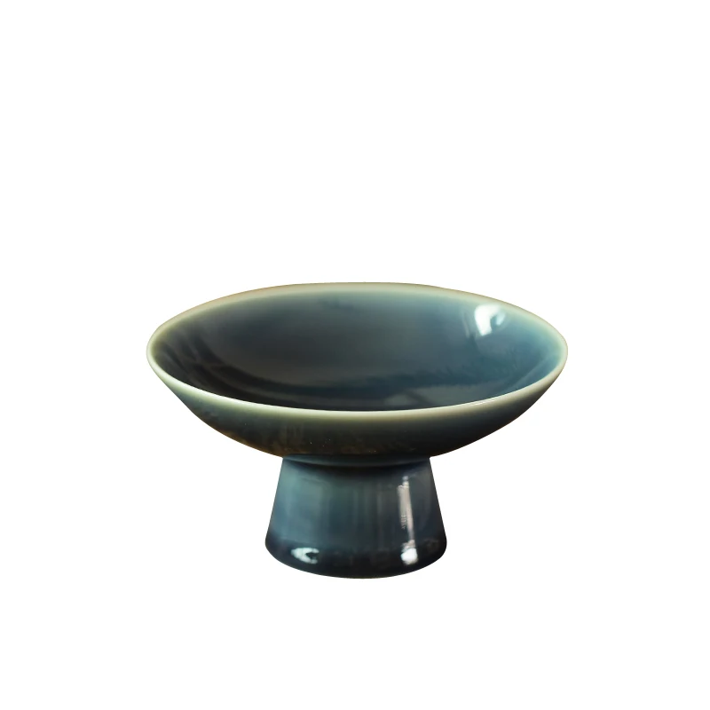 

Porcelain 12CM White Black Green Blue Fruit Dish Snack tray Tableware Ceramic Handmade Japanese Retro style