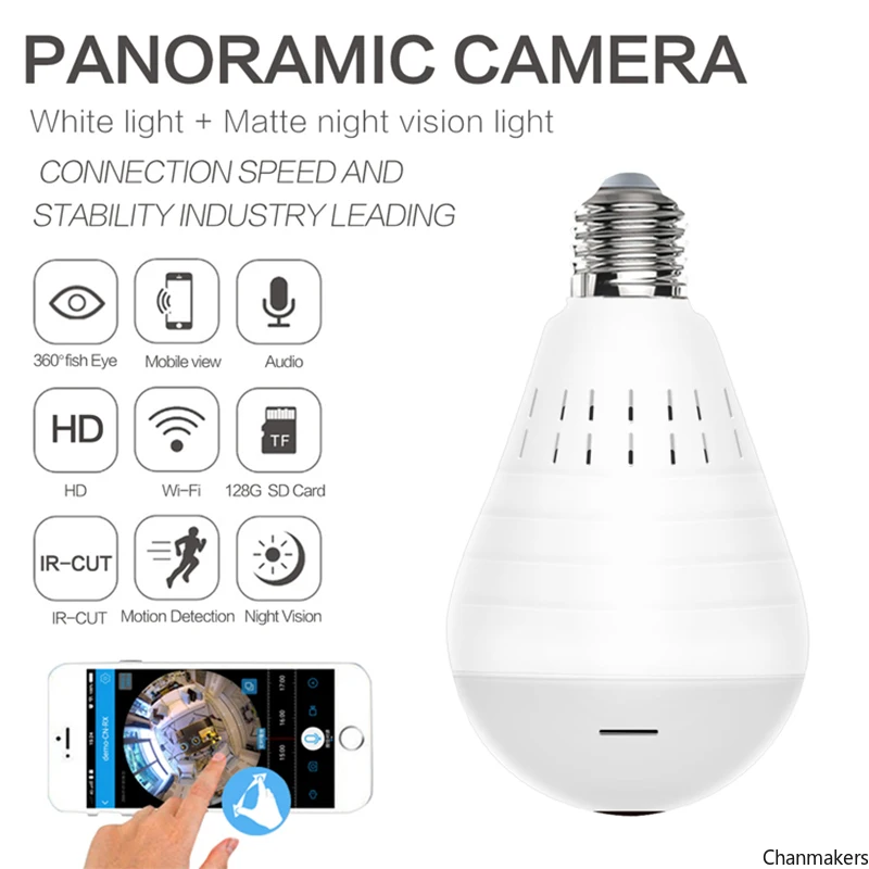 

Videcam Wifi Panorama Camera Security Lamp Panoramic Bulb CCTV Video Wireless Ip Camera Surveillance Fisheye HD Camera