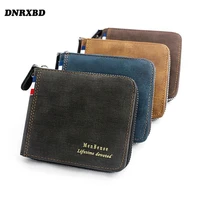fashion mens wallet zipper small purses money bag leather business short wallet famous vintage walltes multi card coin bag new