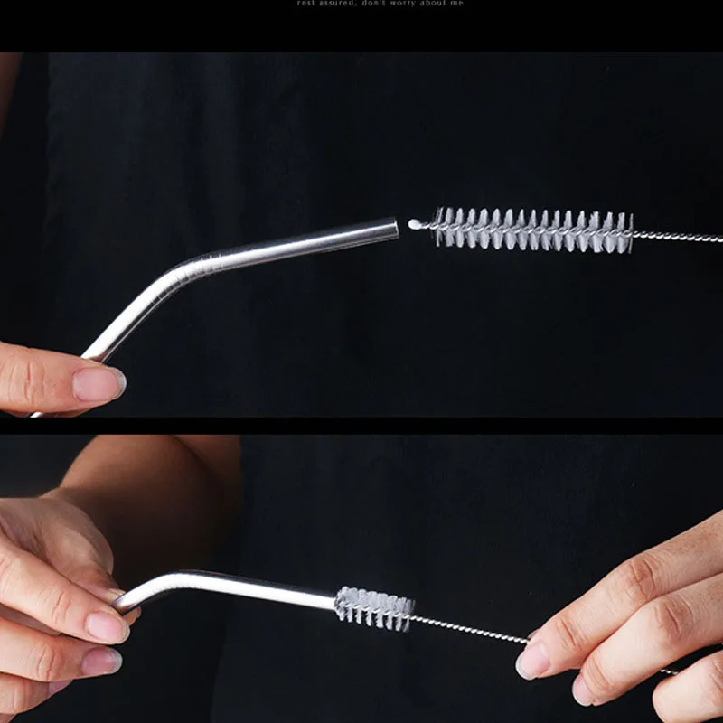 Многоразовые соломы 304 Нержавеющая сталь металлический смузи питьевой набор