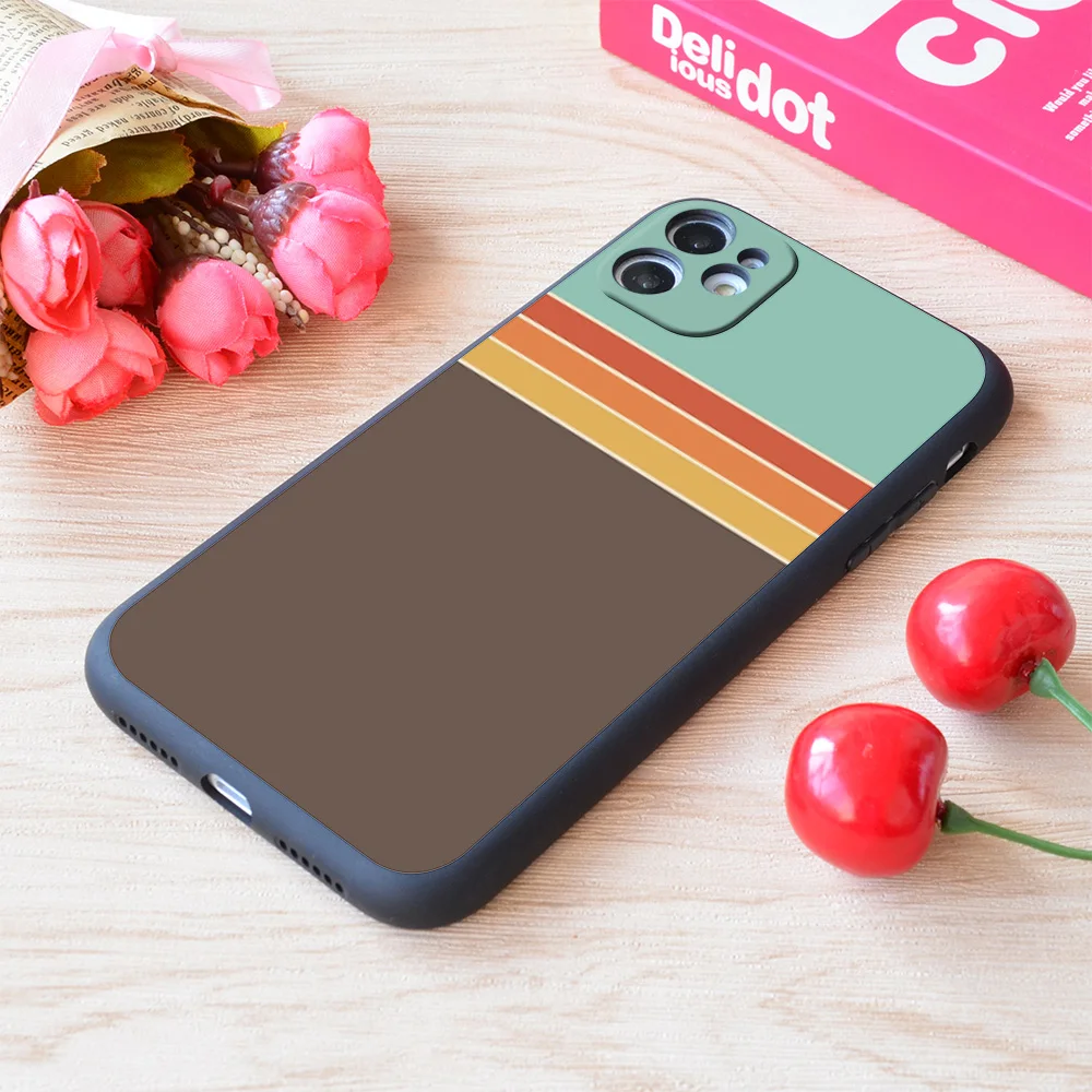 

For iPhone 1970S Sport Stripe Print Soft Matt Apple iPhone Case
