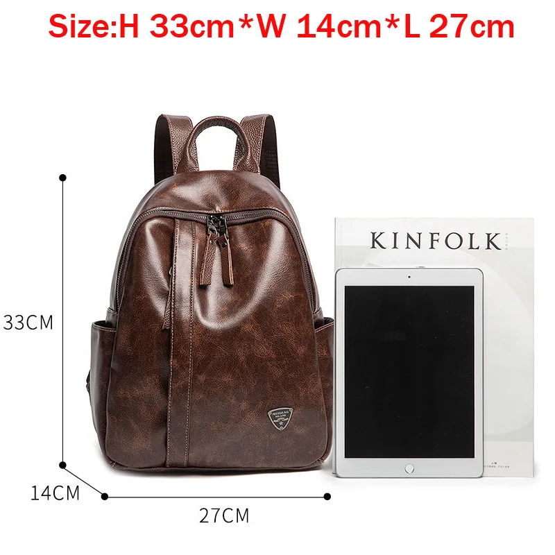 Рюкзак женский из вощеной кожи с защитой от кражи|Мужские рюкзаки| |