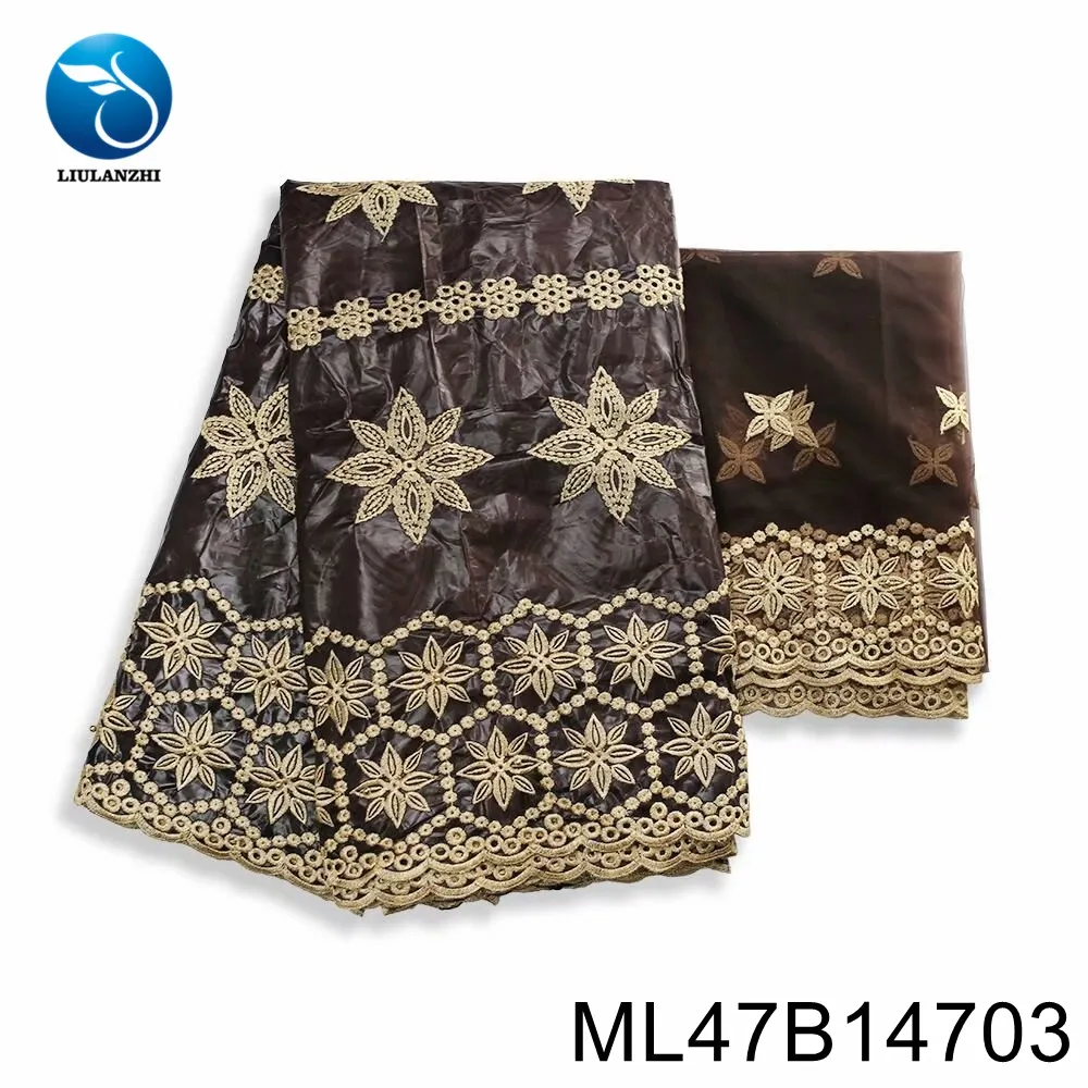 

LIULANZHI bazin cotton fabric 5 + 2 yards chiffon african embroidery sewing tissu for dress 2020 bazin tissu ML47B147