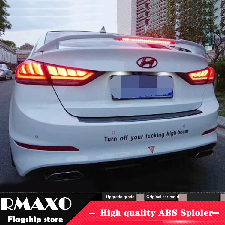 

For Hyundai Elantra Spoiler 2016-2017 LED LIGHT ABS Material Car Rear Wing Primer Color Rear Spoiler