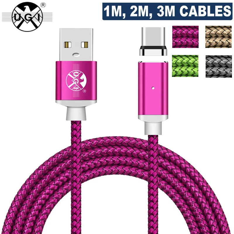 

Магнитный кабель UGI, плетеный нейлоновый кабель для быстрой зарядки USB Type-C, 2,4 А, для Samsung, Xiaomi, RedMi, Oneplus, OPPO