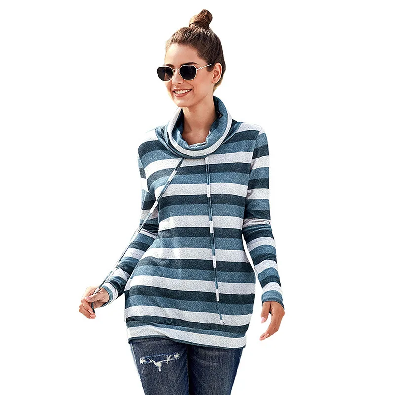 

Spring Autumn Long-sleeved Pullovers Hoodies Women New Long Pullover Stripe Sweatshirt Tops Women Hoodie Clothes Streetwear
